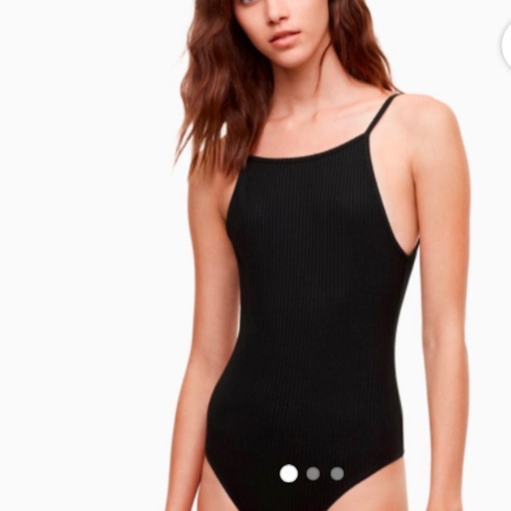ARITZIA WILFRED RIBBED BODYSUIT BLACK SMALL